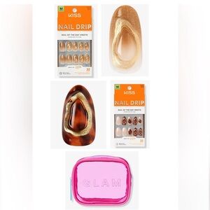 Kiss DRIP Press On Nails (2 Sets) & Kiss Glam Pouch